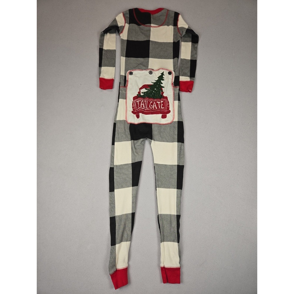 Lazy One Flapjack Bodysuit Kids Size 6 Tailgate Truck Buffalo Plaid‎ Pajamas